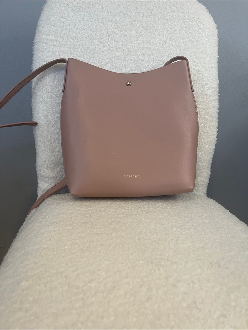 Samara Leather Bucket Bag in Dusty Rose